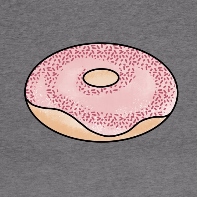 Donut Pink Donut Cute Coffee Dates Pastry Yummy Donut with Sprinkles and Frosting Doughnut Baked Goods for Donut Lovers and Foodies Delicious and Tasty Icing to Eat with Your Morning Coffee by nathalieaynie